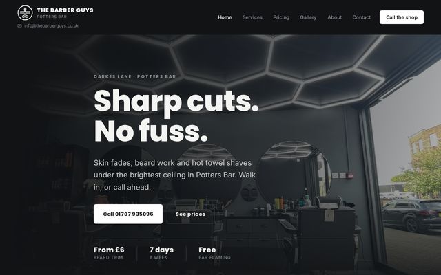 The Barber Guys website homepage