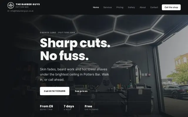 The Barber Guys website homepage