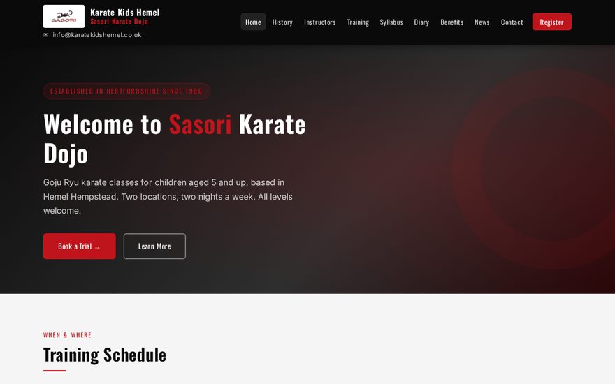 Karate Kids Hemel website homepage