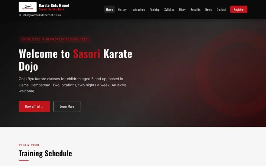 Karate Kids Hemel website homepage